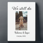 We still do wedding couple pet photo name date sim plaque<br><div class="desc">Animal lover design made for cute animals,  you can add your pet name it's details along with its q r code and it's picture</div>