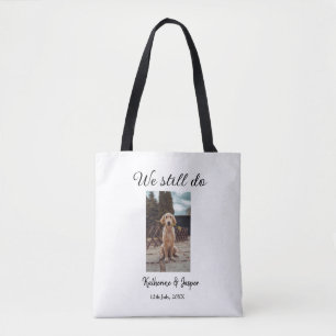 We still do wedding couple pet photo name date sim tote bag