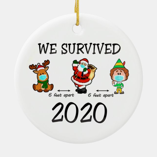 We Survived 2020 Christmas Ceramic Ornament (Back)