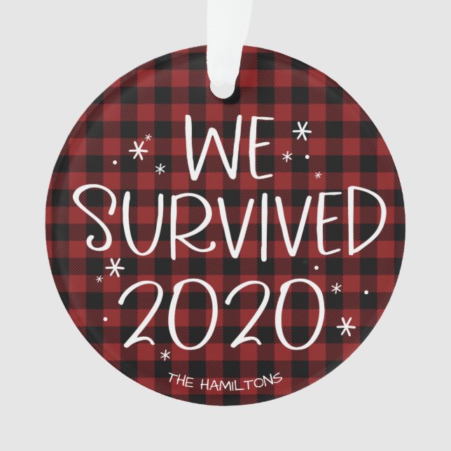 We Survived 2020 Funny Covid Pandemic Christmas Ornament (Front)