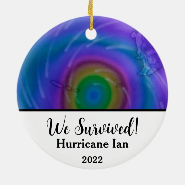 We Survived! Hurricane Ian 2022 Ceramic Ornament (Back)