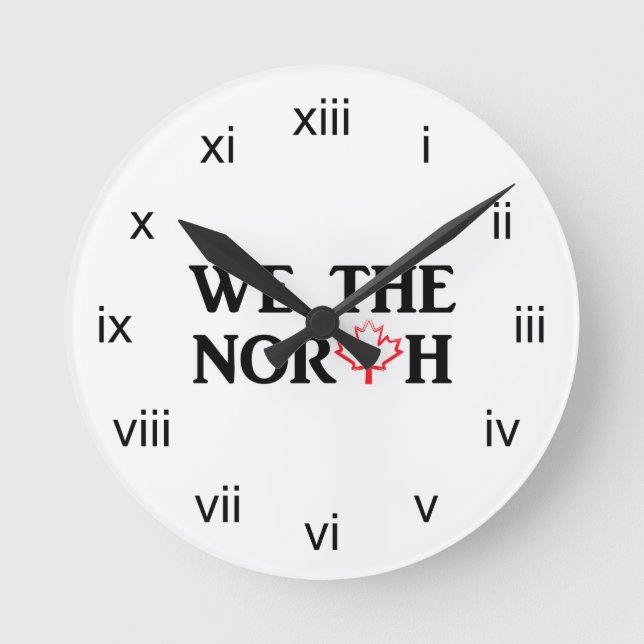 We the North with Red Maple Leaf Round Clock (Front)