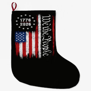 We The People 1776 2026 Patriotic Flag Large Christmas Stocking