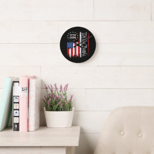 We The People 1776 2026 Patriotic Flag Round Clock