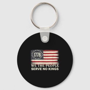 We The People 1776 American Flag Serve No Kings  Key Ring