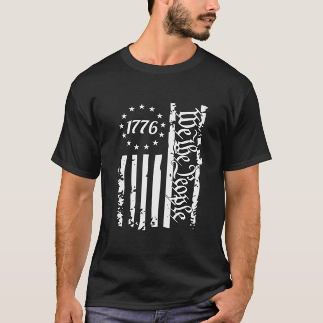 We The People 1776 Distressed Betsy Ross Flag T-Shirt (Front)