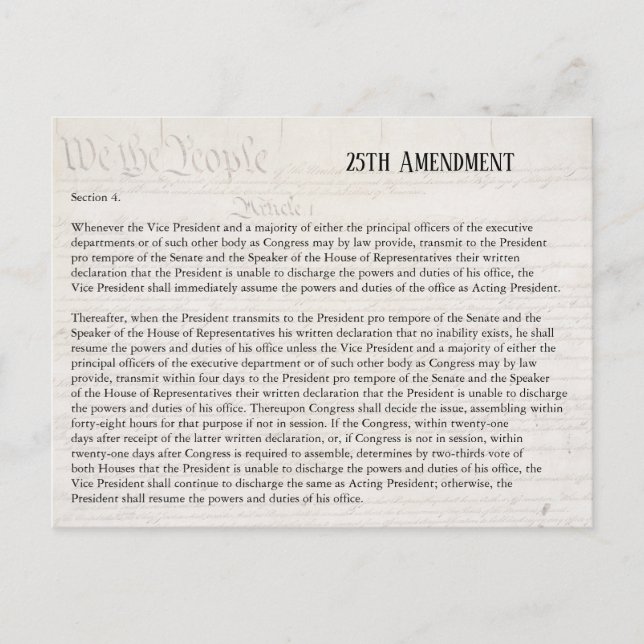 We the People 25th Amendment Constitution Resist Postcard (Front)