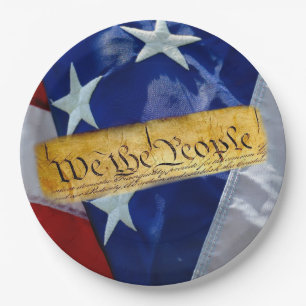 We The People American Constitution And Flag Paper Plate