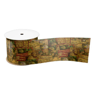 We The People American Constitution Collage Satin Ribbon