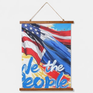 We The People   American Flag Brushstroke Patrioti Hanging Tapestry