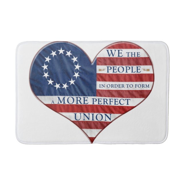 We The People American Flag Heart Bath Mat (Front)
