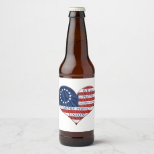 We The People American Flag Heart Beer Bottle Label