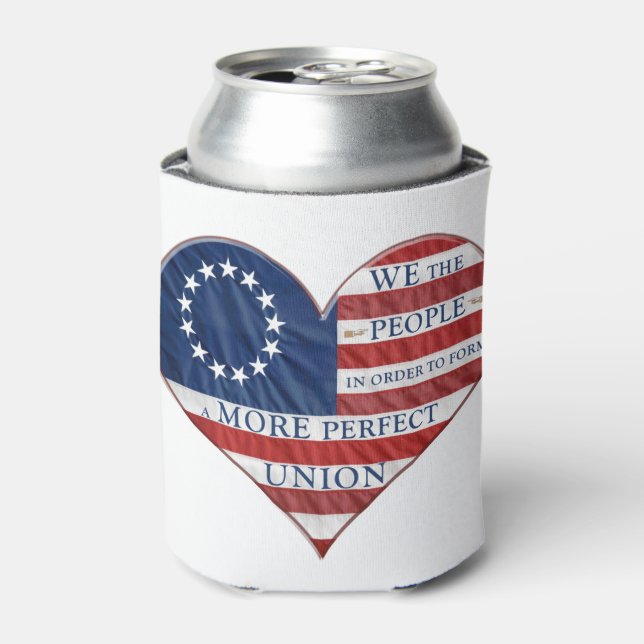 We The People American Flag Heart Can Cooler (Can Front)