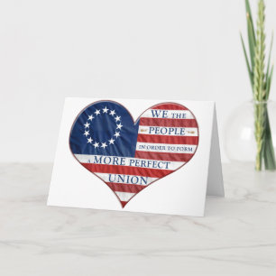 We The People American Flag Heart Card