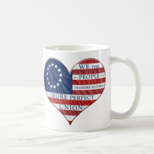 We The People American Flag Heart Coffee Mug