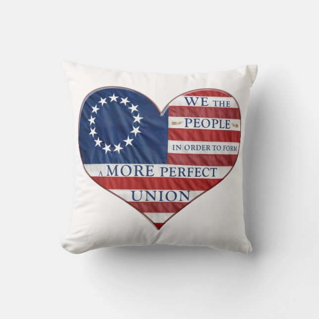 We The People American Flag Heart Cushion (Front)