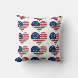 We The People American Flag Heart Cushion