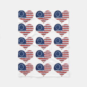 We The People American Flag Heart Fleece Blanket