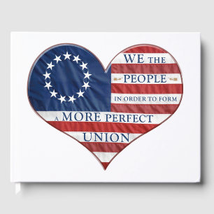 We The People American Flag Heart Guest Book