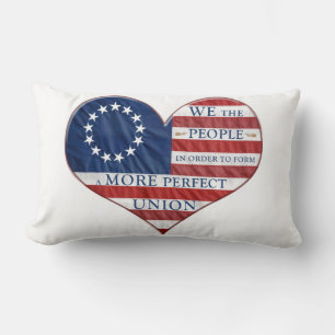 We The People American Flag Heart Lumbar Cushion