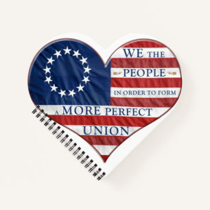 We The People American Flag Heart Notebook