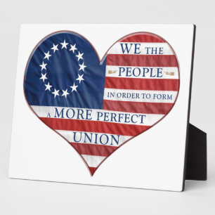 We The People American Flag Heart Plaque