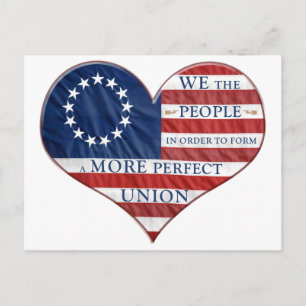 We The People American Flag Heart Postcard