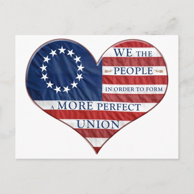We The People American Flag Heart Postcard (Front)