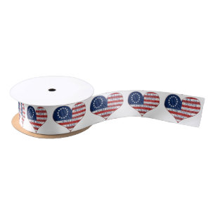 We The People American Flag Heart Satin Ribbon