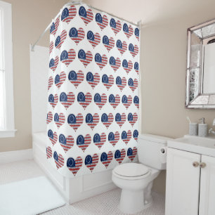 We The People American Flag Heart Shower Curtain