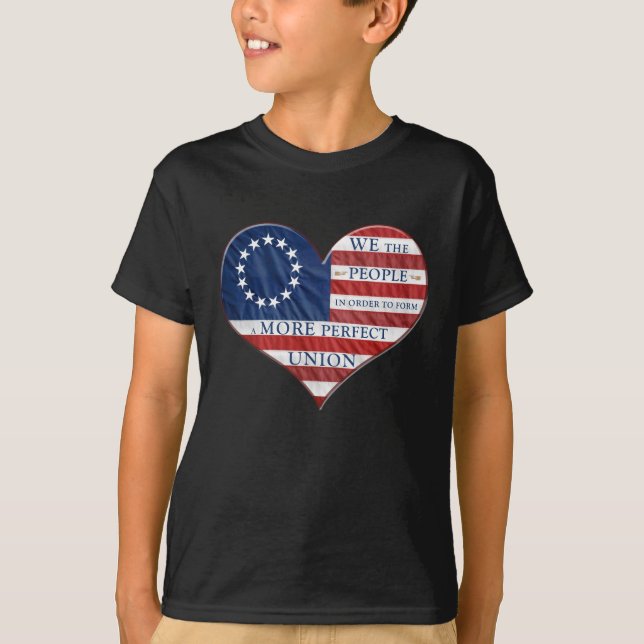 We The People American Flag Heart T-Shirt (Front)