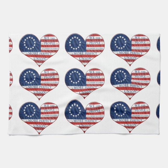 We The People American Flag Heart Tea Towel (Horizontal)