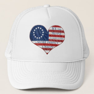 We The People American Flag Heart Trucker Hat