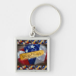 We The People American Flag Key Ring