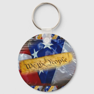 We The People American Flag Key Ring