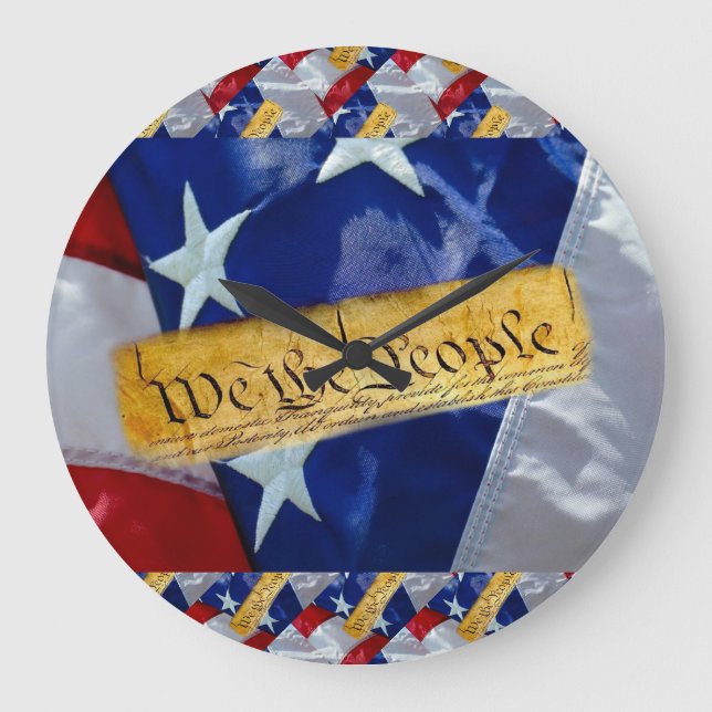 We The People American Flag Large Clock (Front)