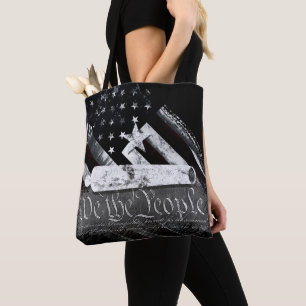 WE THE PEOPLE American Flag Star and Cannon Tote Bag