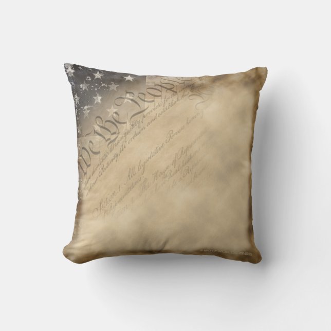 We The People American Flag Vintage Style Pillow (Front)