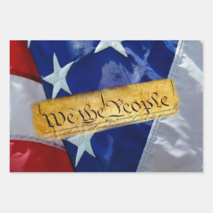 We The People American Flag Wrapping Paper Sheet