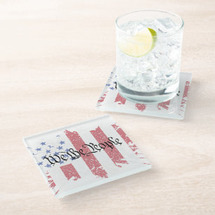 We the People American Peace Flag Splat Glass Coaster