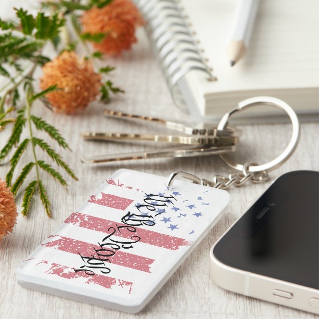 We the People American Peace Flag Splat Key Ring (Front Right)