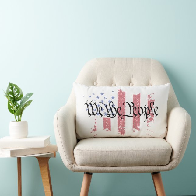 We the People American Peace Flag Splat Lumbar Cushion (Chair)