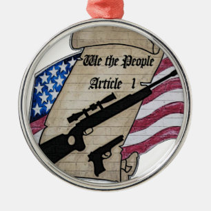 ( We The People ) Article 1 2nd Amendment Guns and Metal Tree Decoration