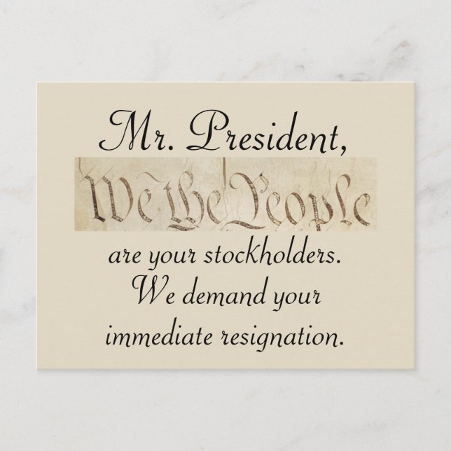 We the People Demand Trump's Resignation Postcard (Front)
