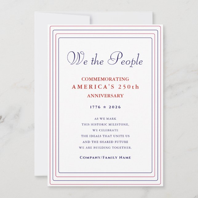 We the People Formal America 250 Semiquincentennia Holiday Card (Front)