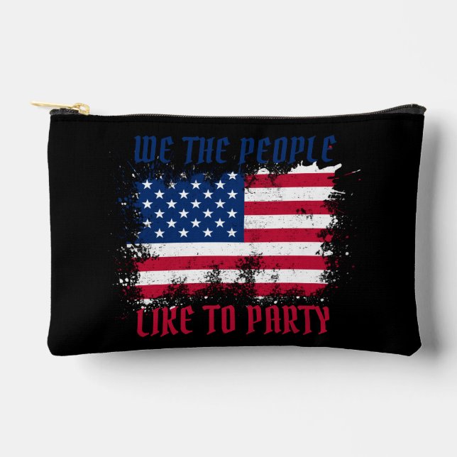 We the people Funny Distressed USA Flag July 4th Accessory Pouch (Front)