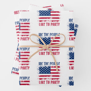 We the people Funny Distressed USA Flag July 4th Wrapping Paper Sheet