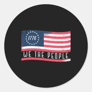 We The People Independence Day 4th Of July Flag Classic Round Sticker