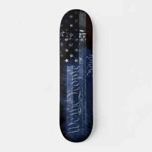 WE THE PEOPLE Industrial Grunge American Flag Skateboard