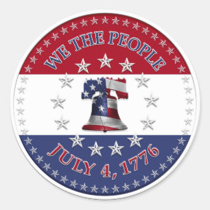 We The People July 4 1776 Bell with 13 & 50 Stars Classic Round Sticker
